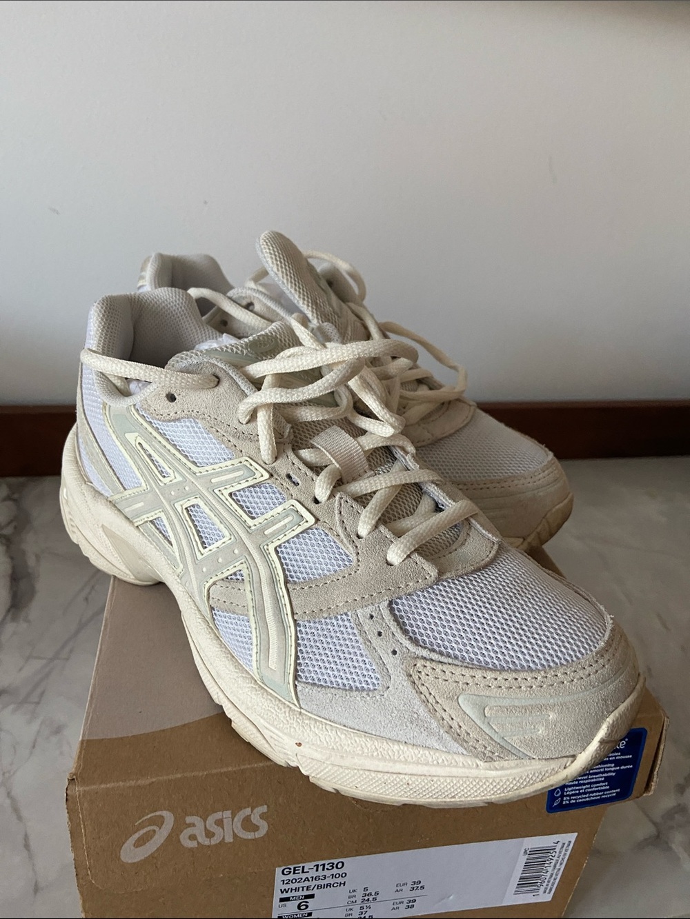 Asics Cream and White GEL-1130 Sneakers